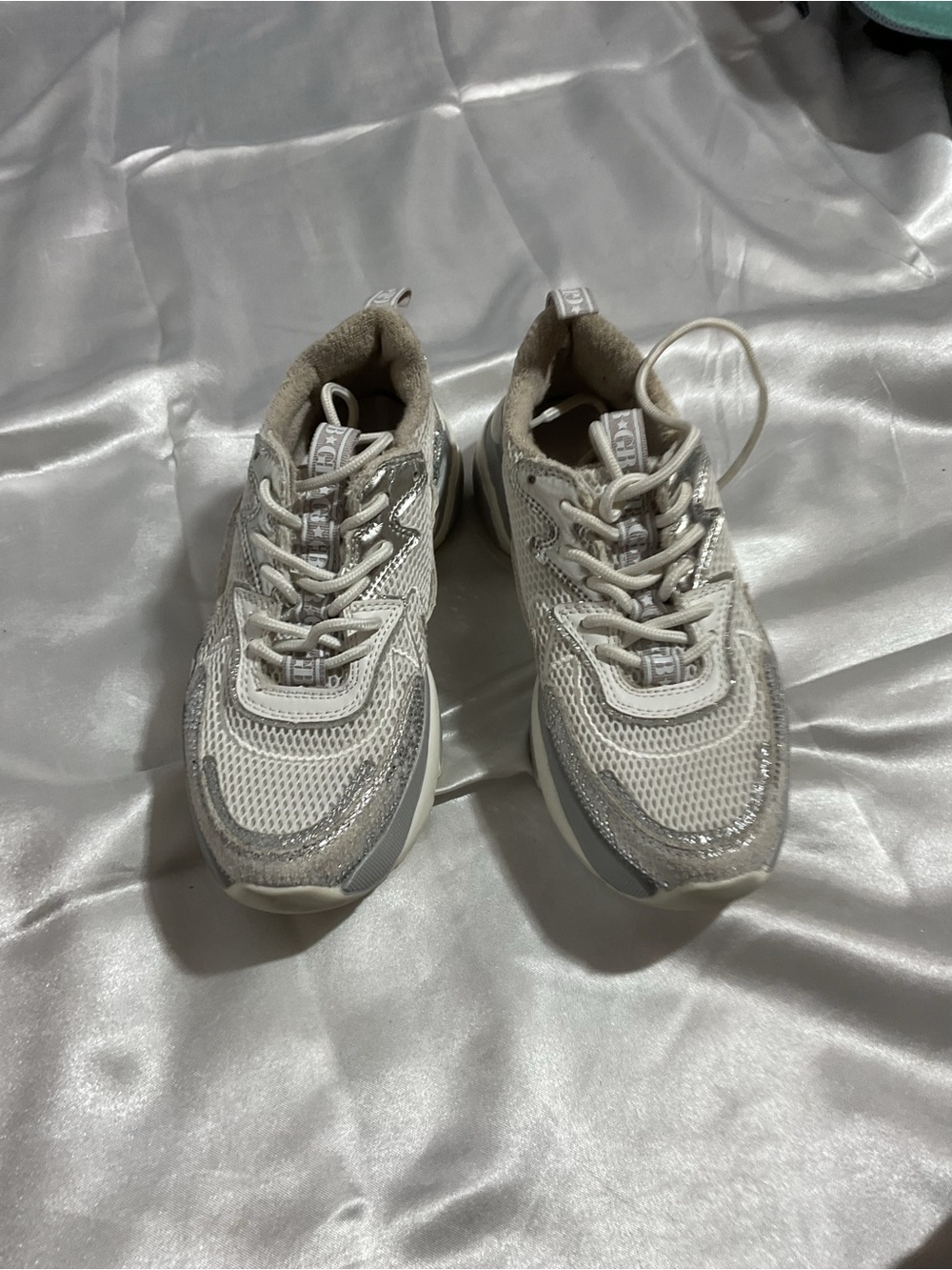 Gianni Bini White and Gray Women’s Mesh Sneakers